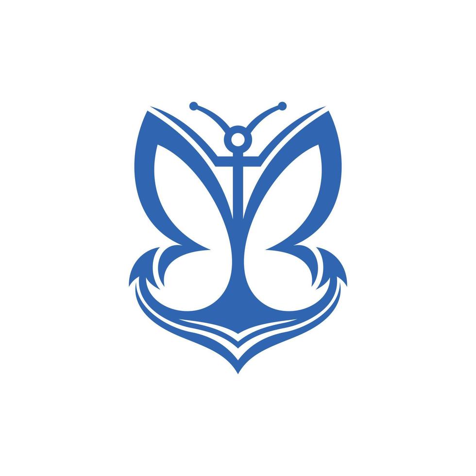 Butterfly flying anchor creative logo design vector