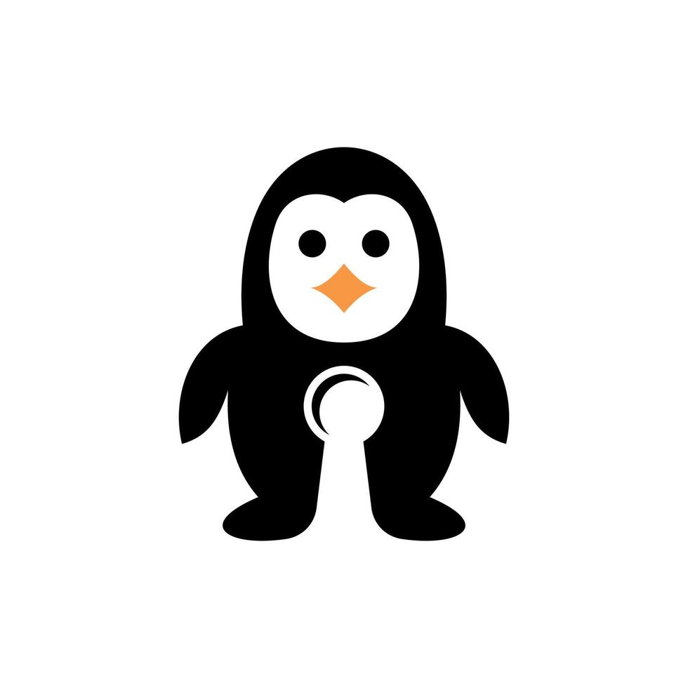 Standing penguin keyhole creative logo vector