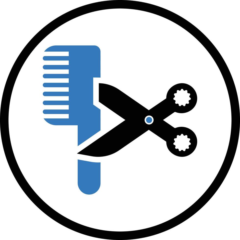 Barbero y cortar con tijeras icono vector