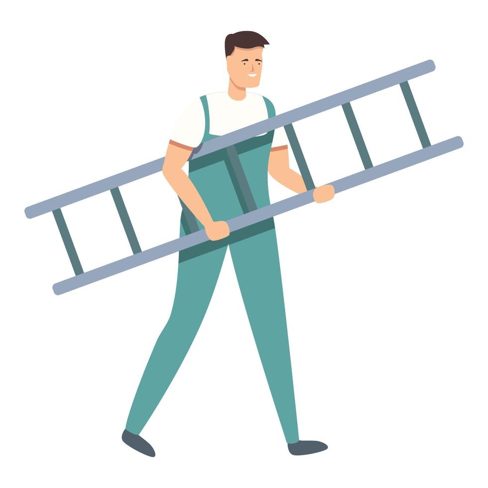 Ladder service install icon cartoon vector. Air conditioner vector