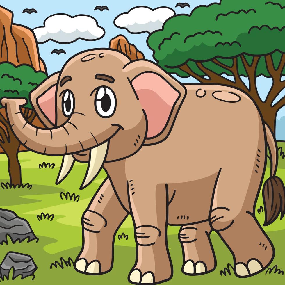 Elephant Animal Colored Cartoon Illustration vector