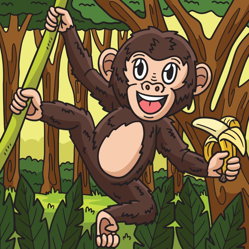 mono animal de colores dibujos animados ilustración vector