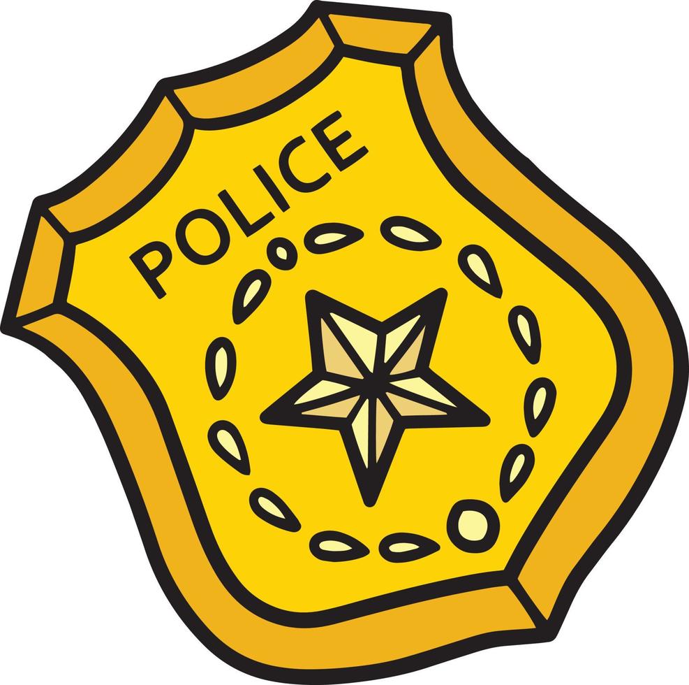 Police Badge Cartoon Colored Clipart Illustration vector