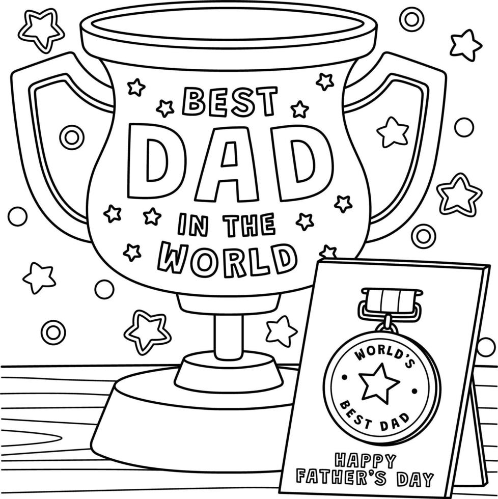 Fathers Day Trophy and Medal Coloring Page 23093763 Vector Art at Vecteezy