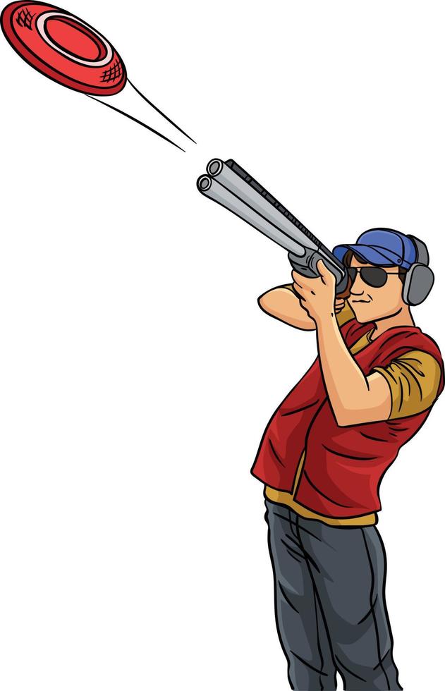 Skeet Shooting Cartoon Colored Clipart vector