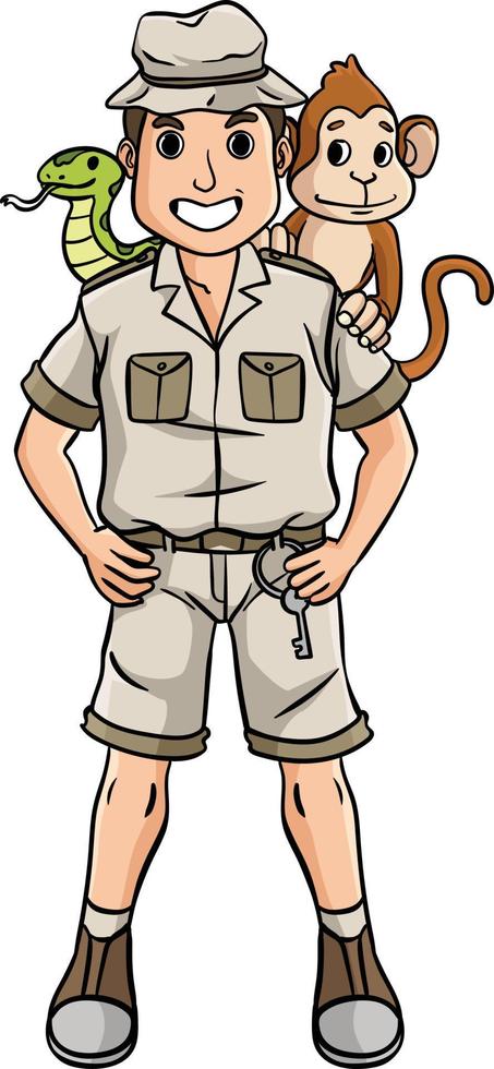 Zookeeper Cartoon Colored Clipart Illustration vector