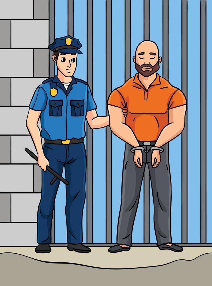 Corrections Officer Colored Cartoon Illustration vector