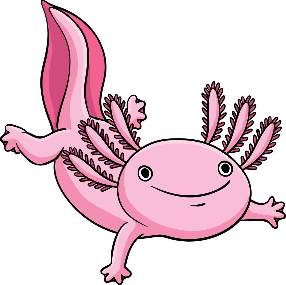 Axolotl Cartoon Colored Clipart Illustration vector