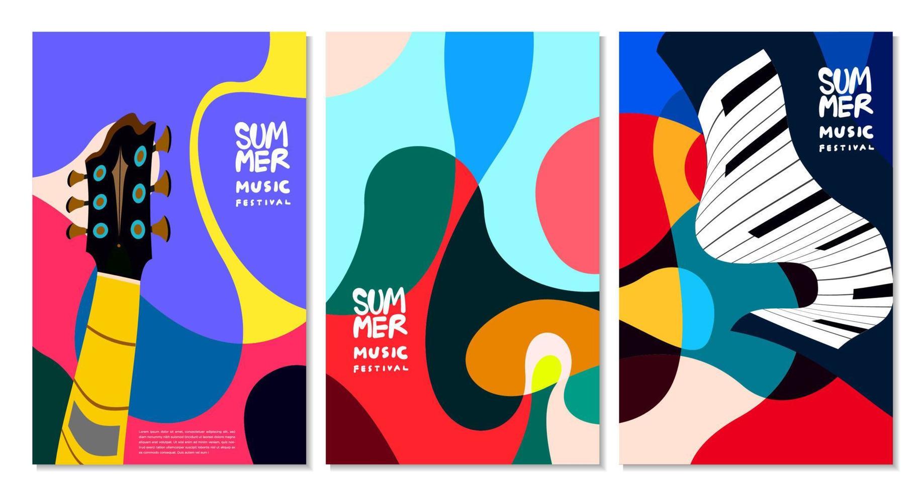 ilustración vectorial banner colorido festival de música de verano vector