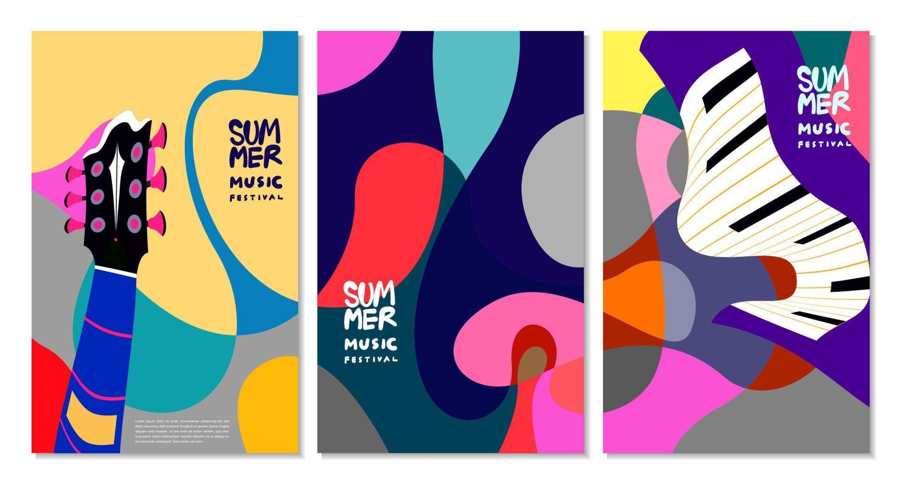 ilustración vectorial banner colorido festival de música de verano vector