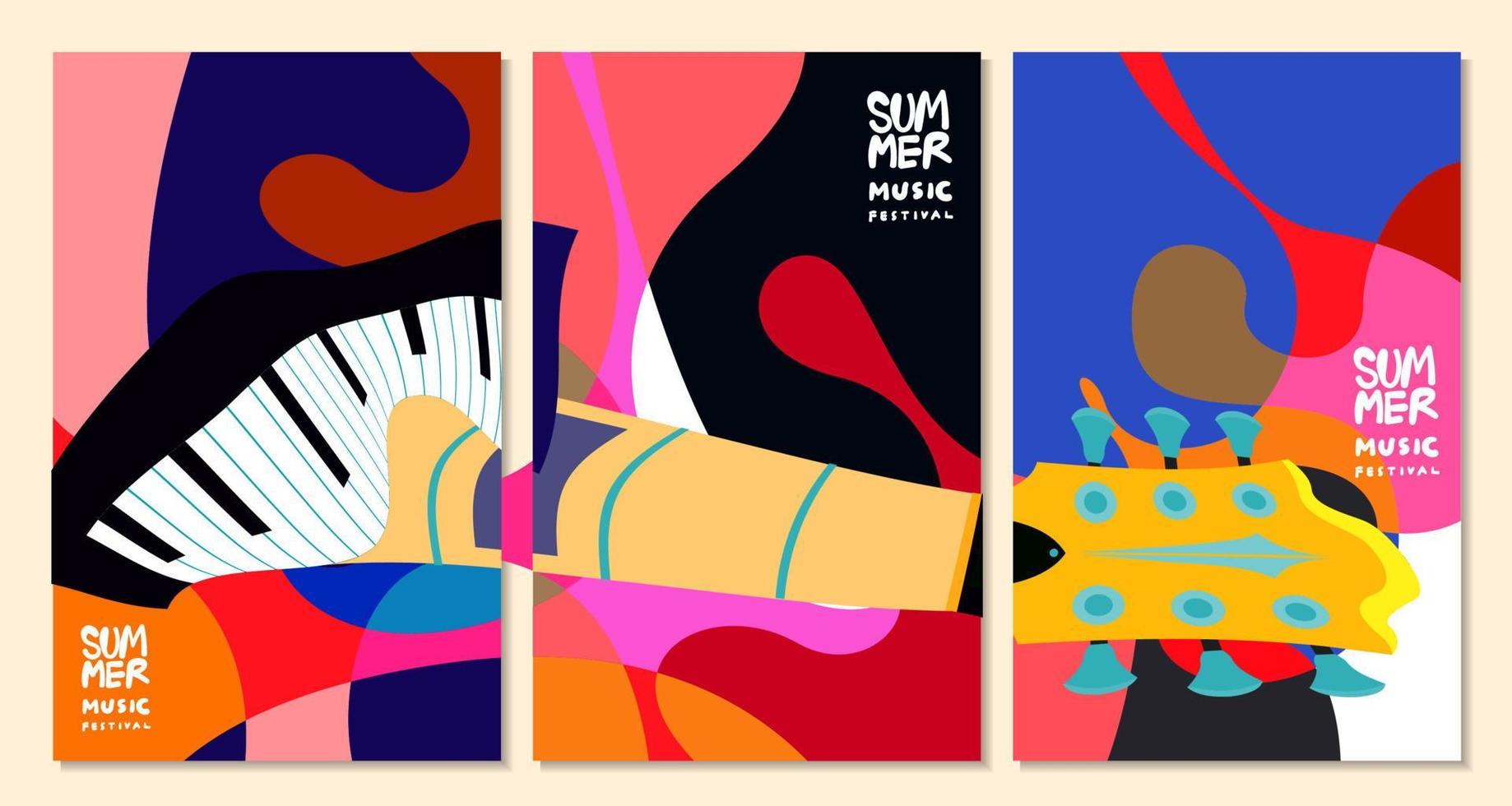 ilustración vectorial banner colorido festival de música de verano vector