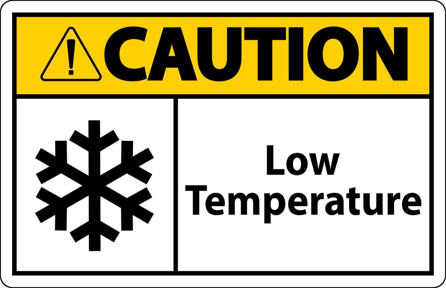 Caution Low temperature symbol and text safety sign. vector