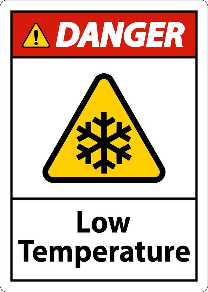 Danger Low temperature symbol and text safety sign. vector