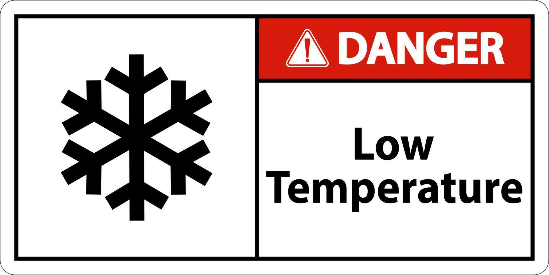 Danger Low temperature symbol and text safety sign. vector
