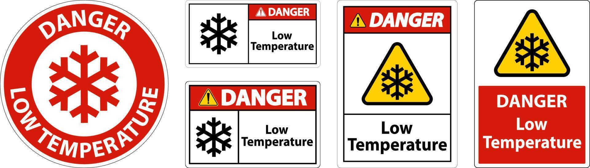 Danger Low temperature symbol and text safety sign. vector