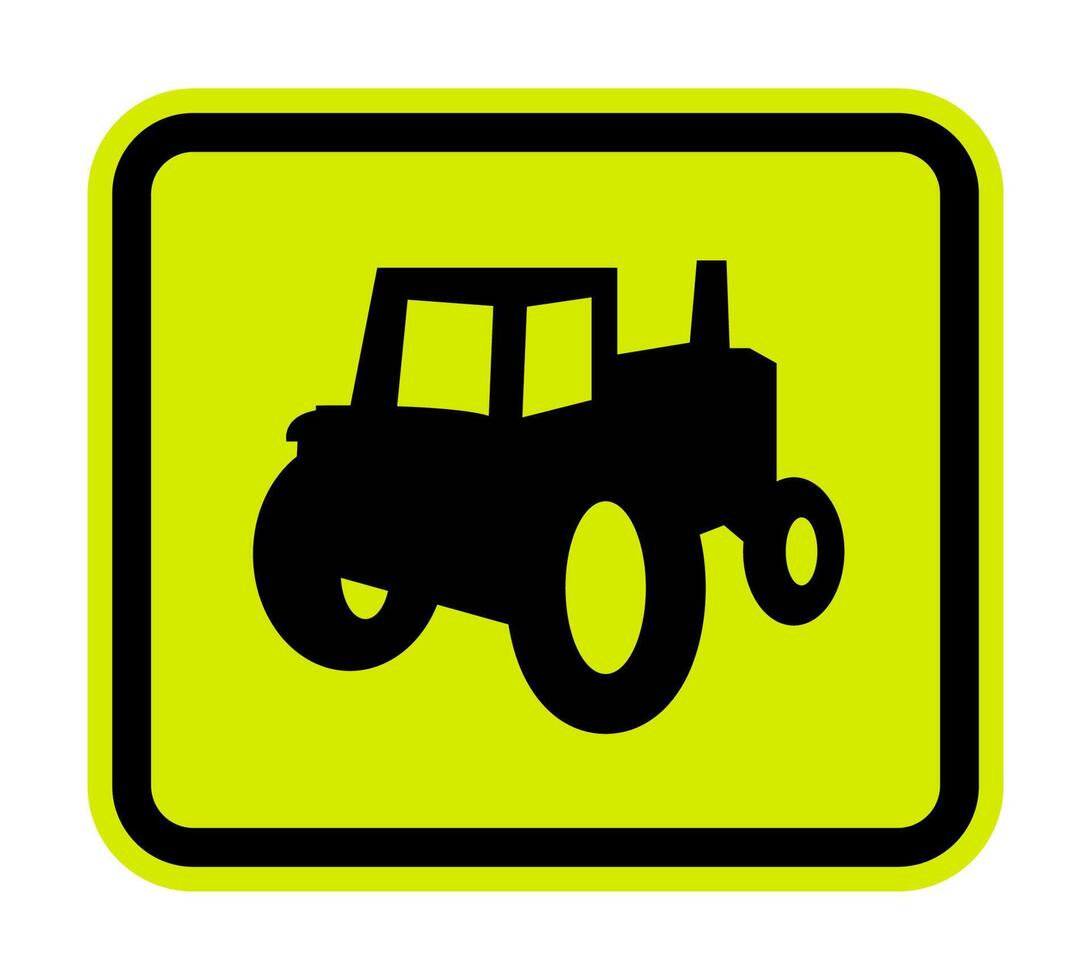 Farm Machinery Crossing Sign On White Background vector