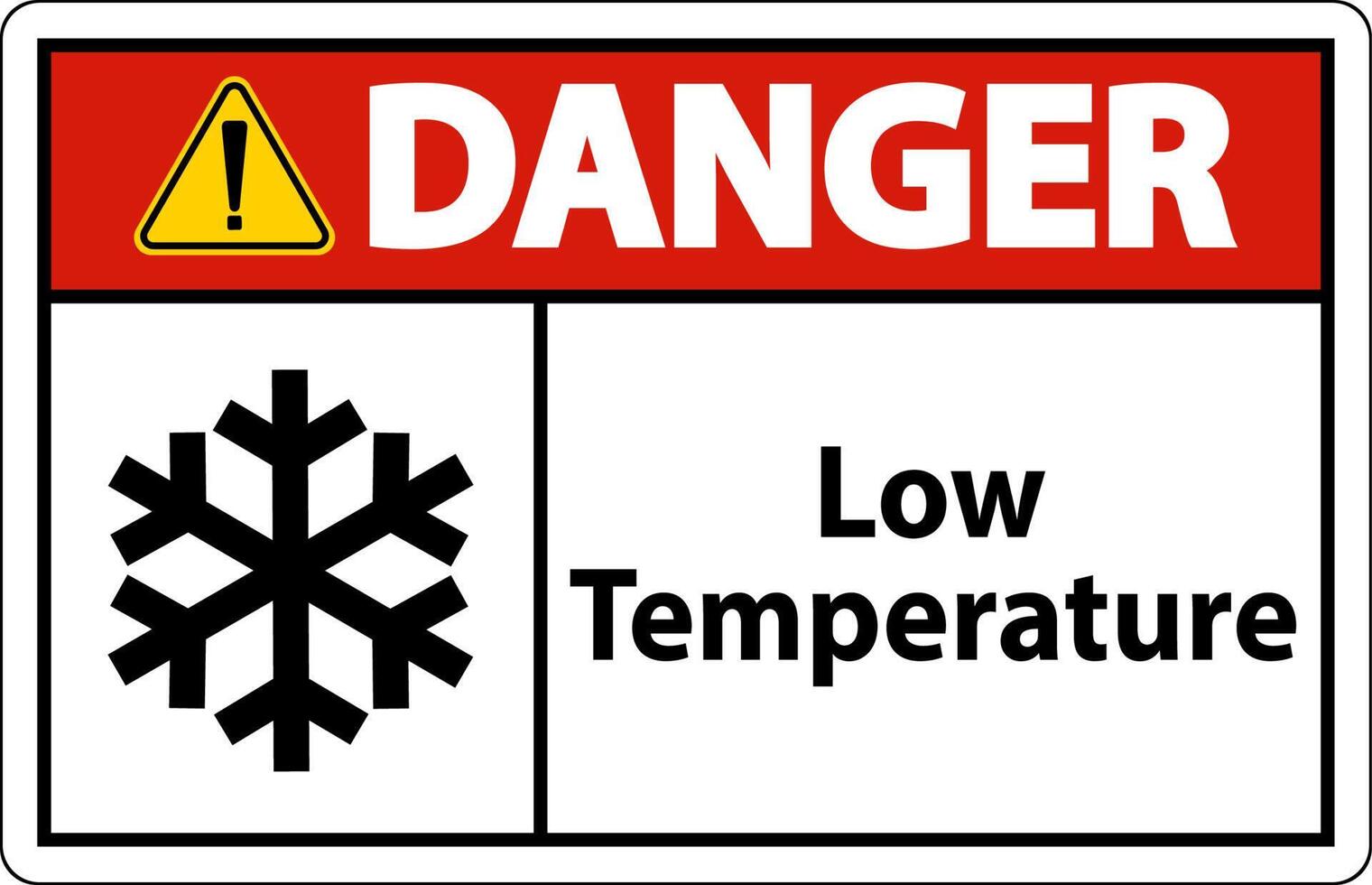 Danger Low temperature symbol and text safety sign. vector