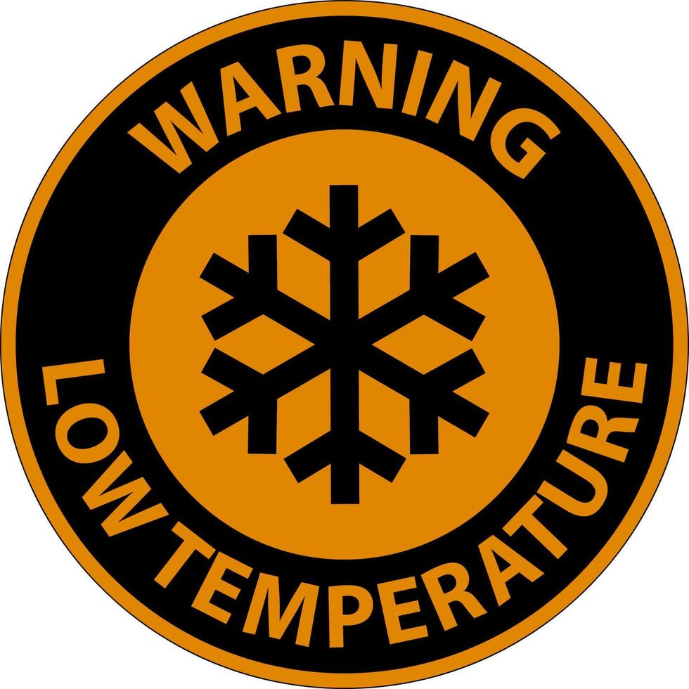 Warning Low temperature symbol and text safety sign. vector