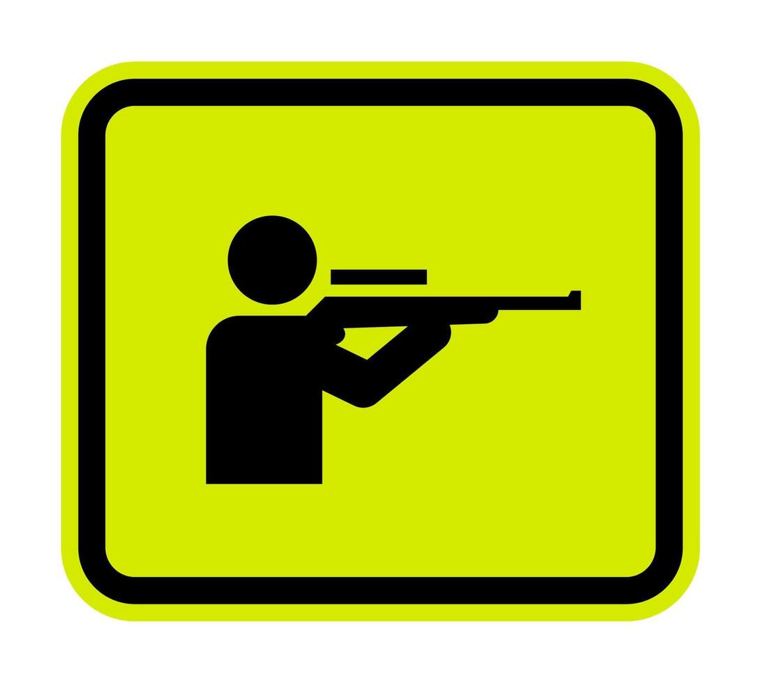 Shooting Range Diamond Caution Sign Rifle Range Symbol vector