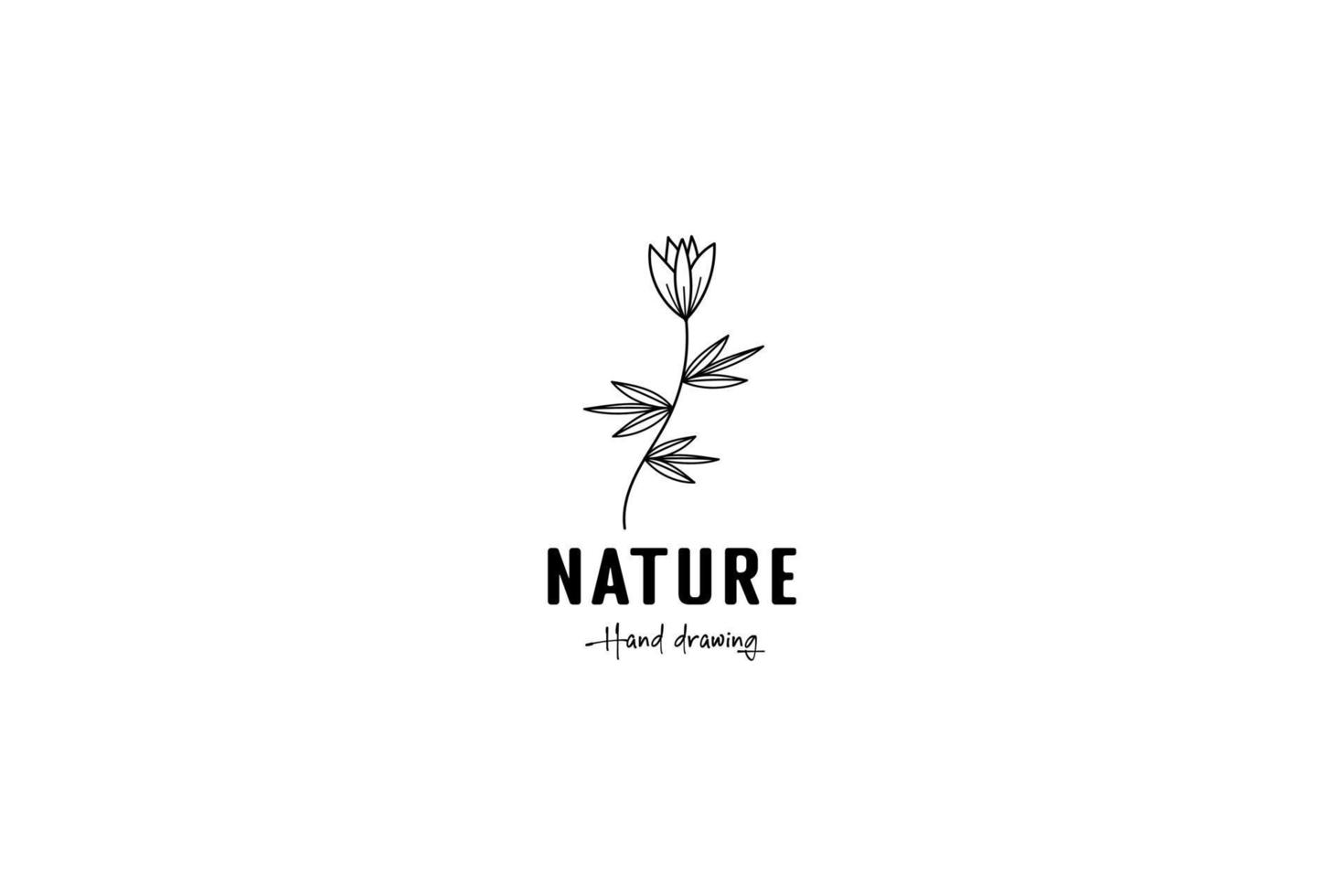 hand drawing natural flower logo vector icon illustration