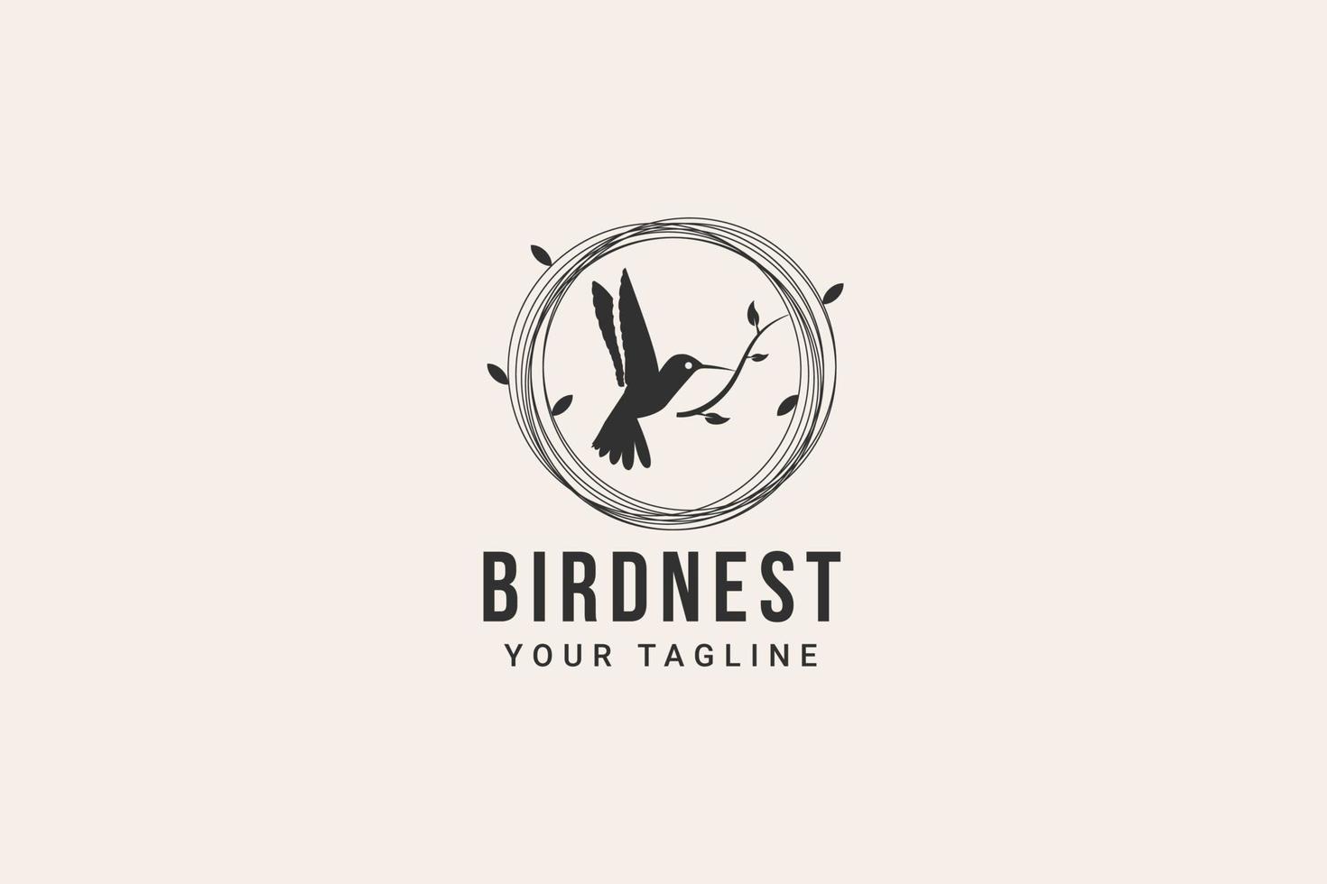 bird nest hipster vintage logo vector icon illustration