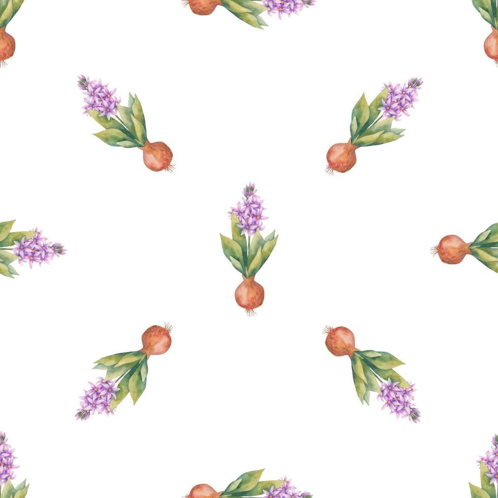 acuarela antecedentes con cierne jacintos interminable fondo de pantalla con flores jacinto. acuarela ilustración. mano dibujado vector