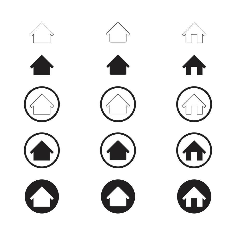 Simple Set of Home Icon. Home Icon without door. Home Icon with door. Home Icon with circle. vector