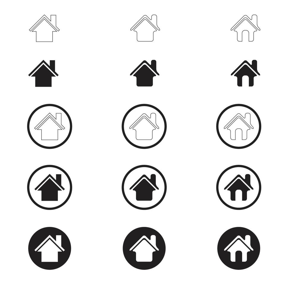 Simple Set of Home Icon. Home Icon without door. Home Icon with door. Home Icon with circle. vector