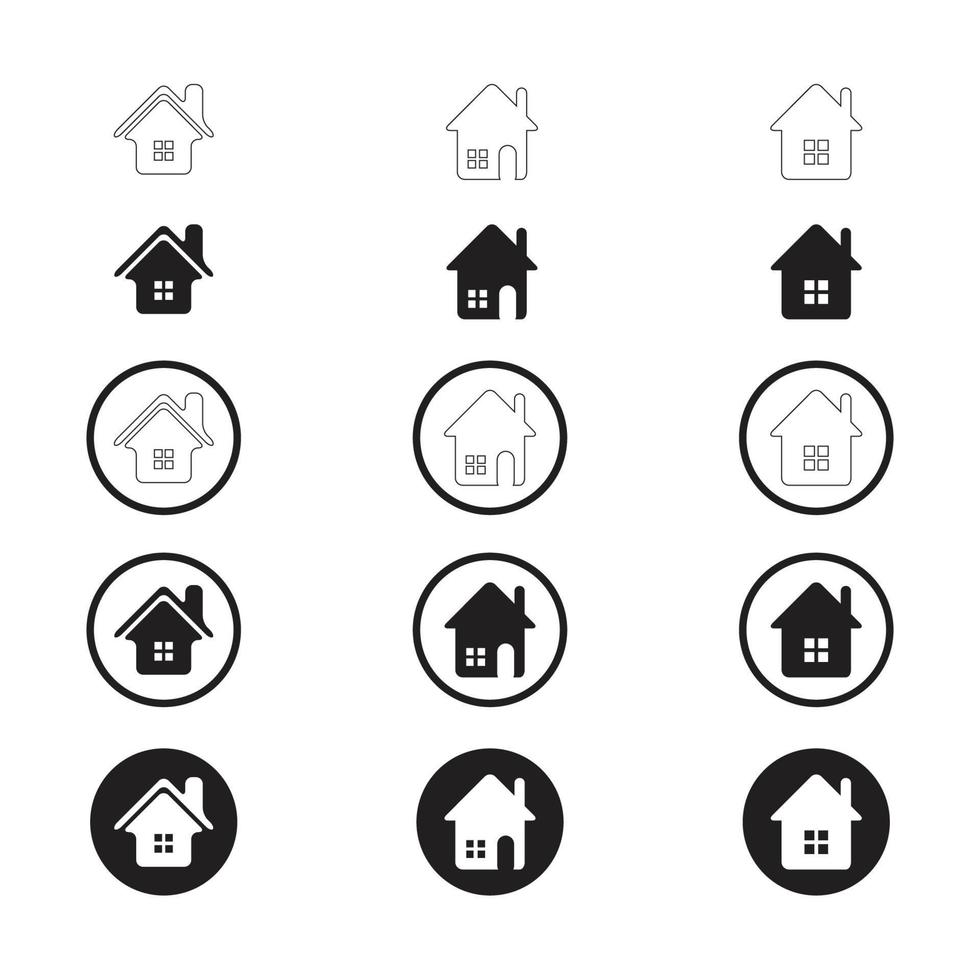 Simple Set of Home Icon. Home Icon without door. Home Icon with door. Home Icon with circle. vector