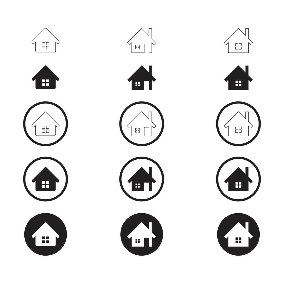 Simple Set of Home Icon. Home Icon without door. Home Icon with door. Home Icon with circle. vector