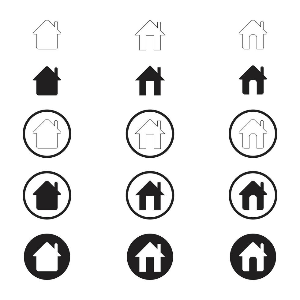 Simple Set of Home Icon. Home Icon without door. Home Icon with door. Home Icon with circle. vector