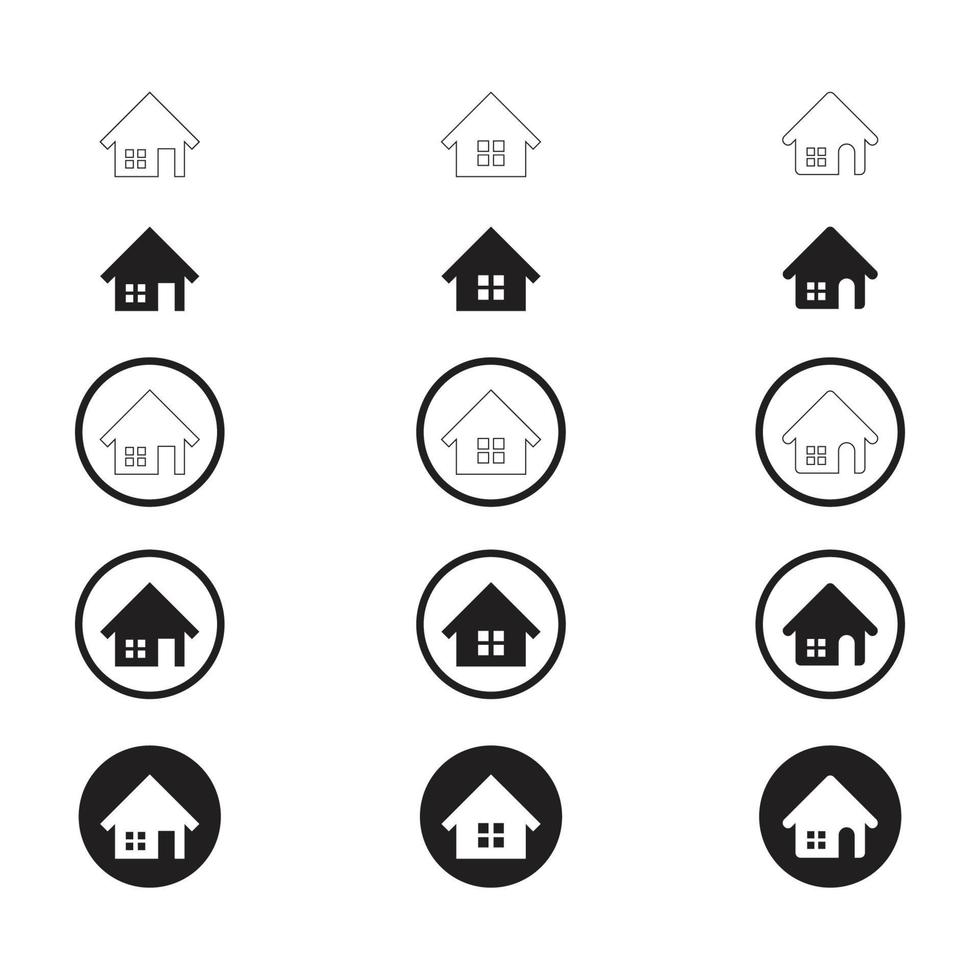 Simple Set of Home Icon. Home Icon without door. Home Icon with door. Home Icon with circle. vector