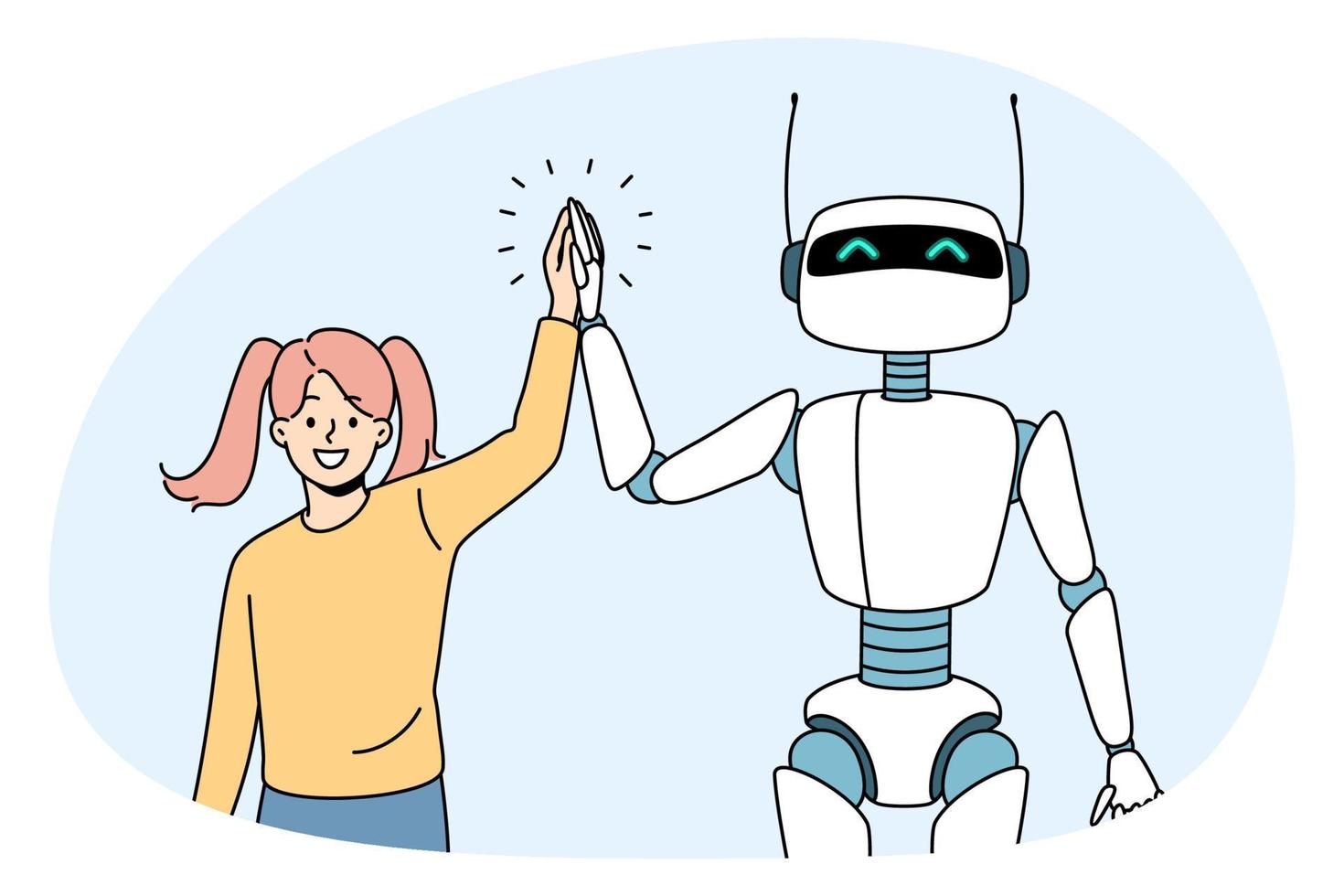 Friendship with artificial intelligence concept vector