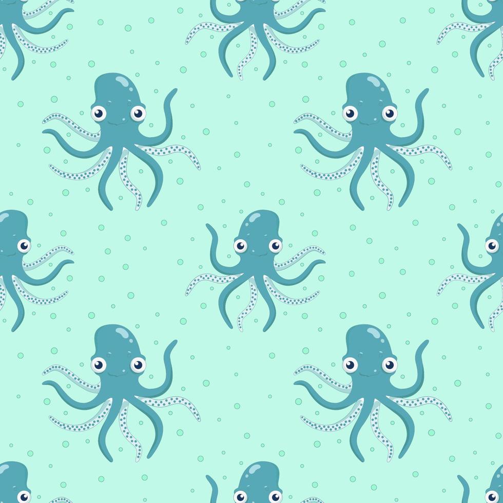 Vector seamless pattern with octopuses. Beautiful seamless pattern. Vector background