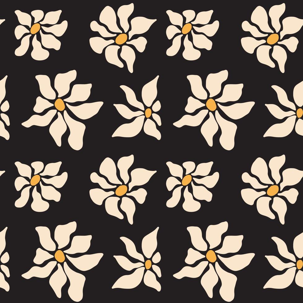 mano dibujado orgánico cortar fuera flores en moderno estilo sin costura modelo en negro antecedentes vector