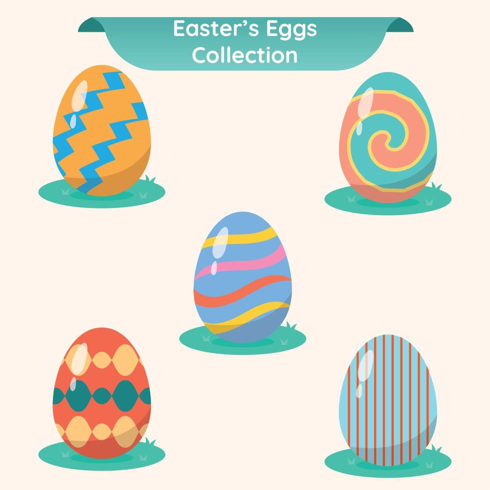 Set of colored easter egg icons Vector illustration