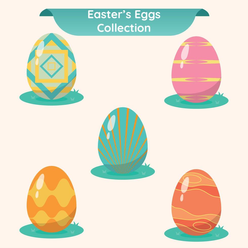 Set of colored easter egg icons Vector illustration