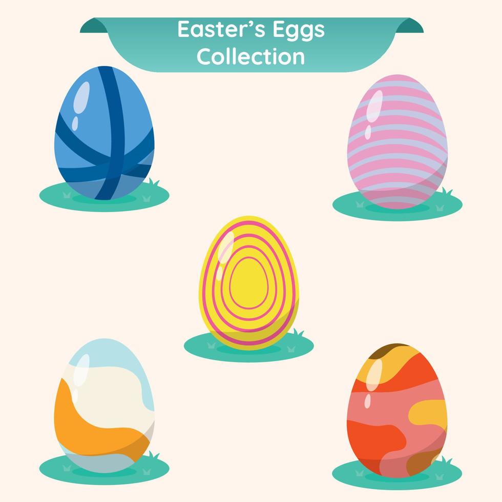 Set of colored easter egg icons Vector illustration