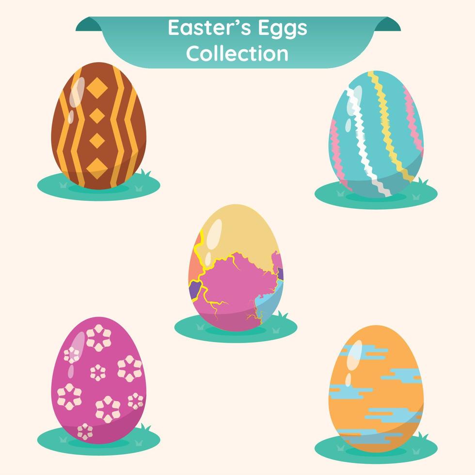 Set of colored easter egg icons Vector illustration