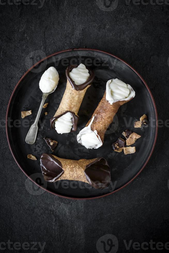 Traditional Italian desert cannoli photo