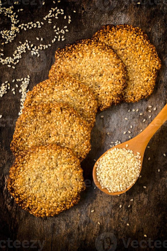 Baked sesame cookies photo