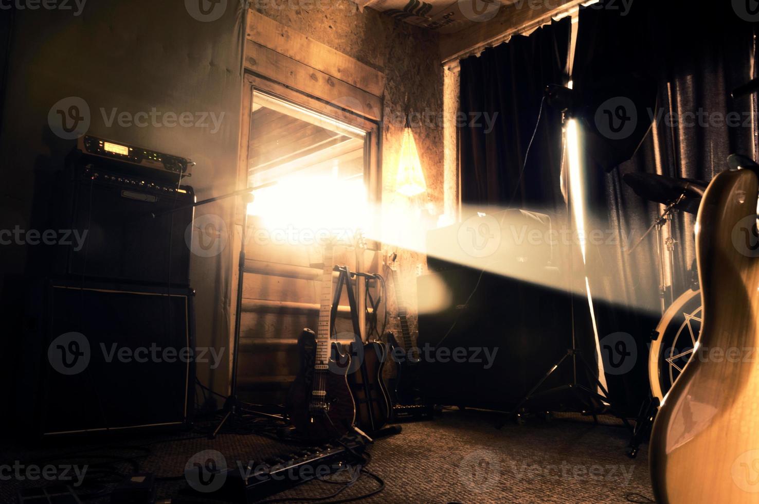 Sun-flare in music studio photo