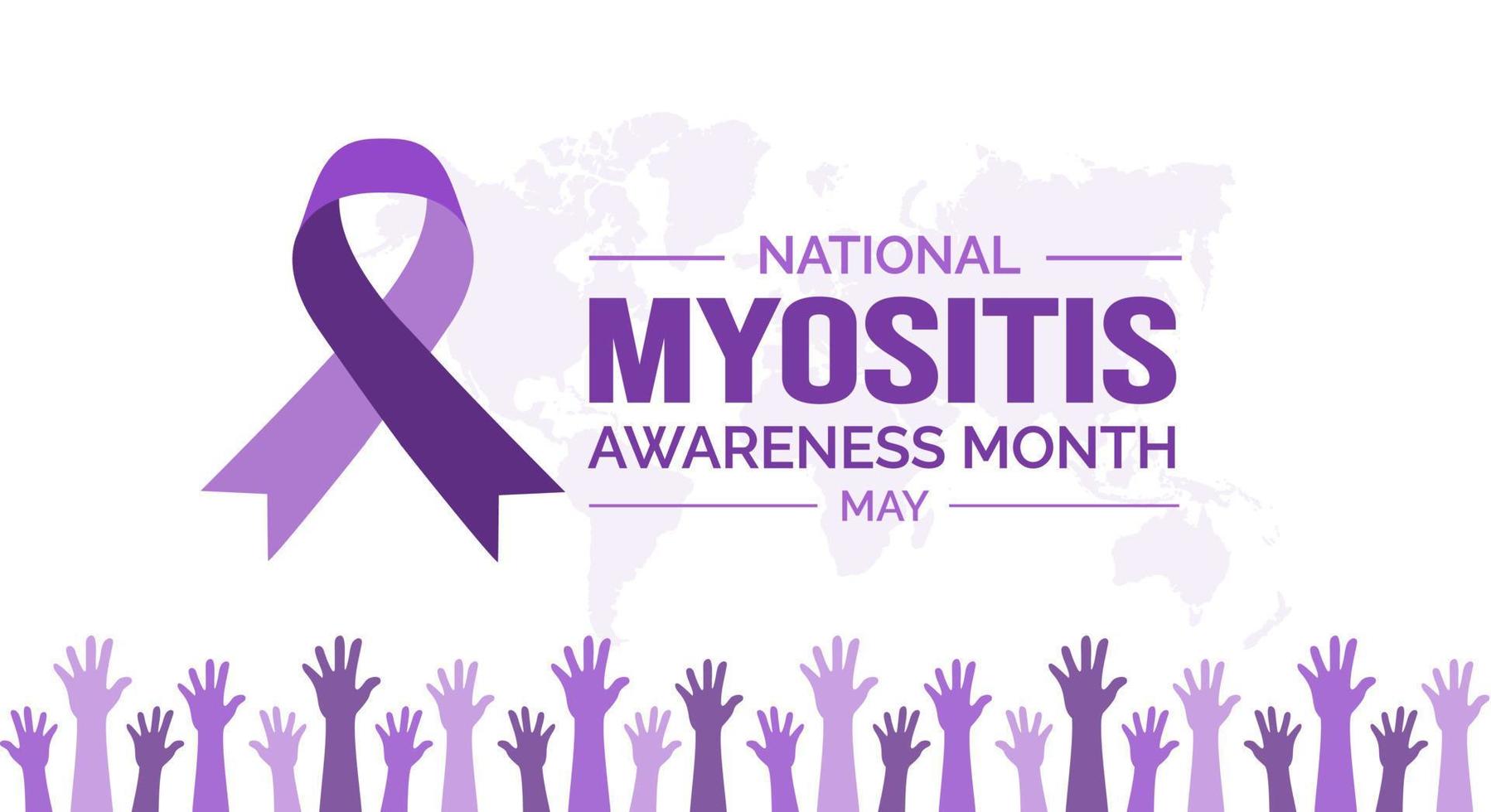 Myositis Awareness Month background or banner design template celebrated in may vector