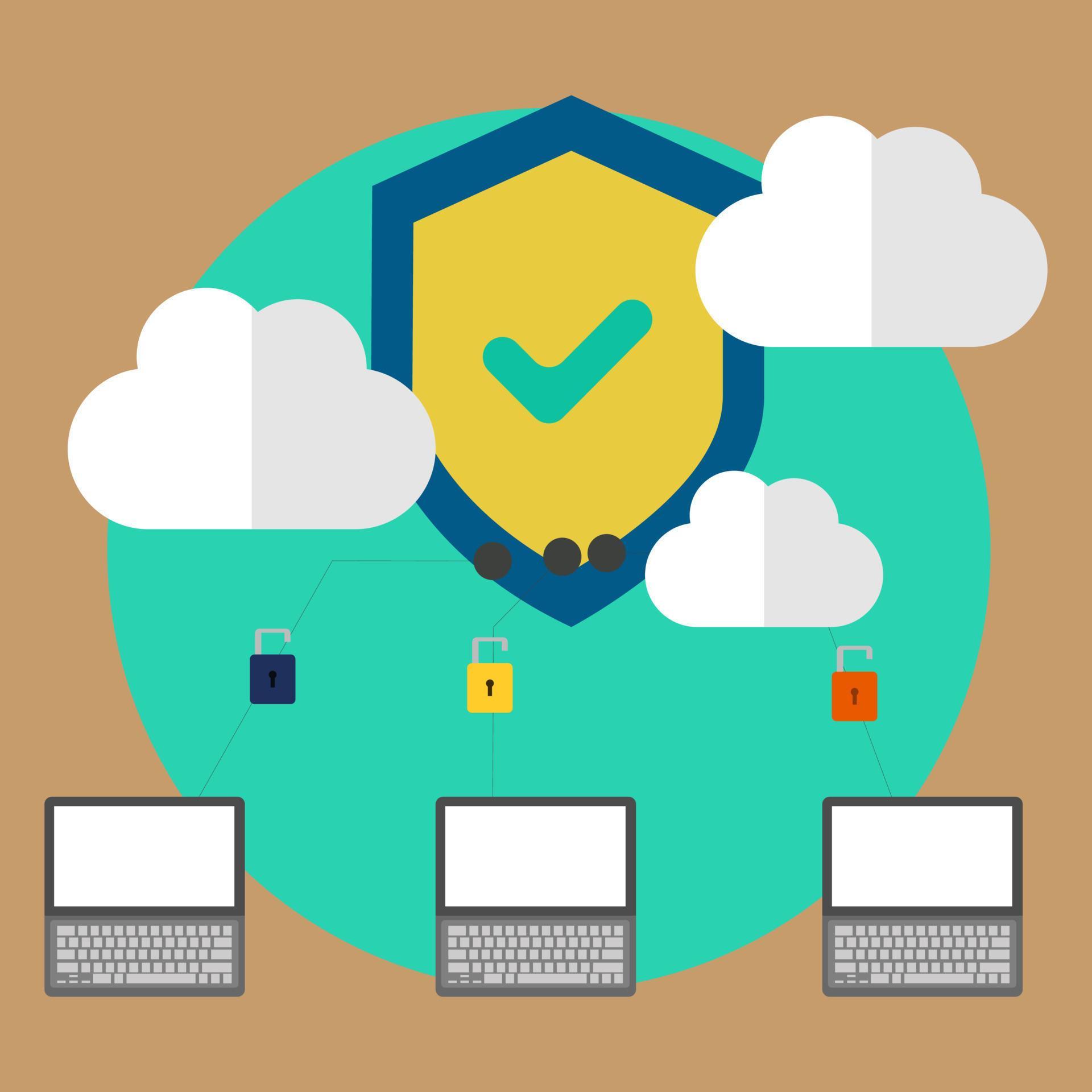 Collection of modern concept of network and laptop, computer, storage