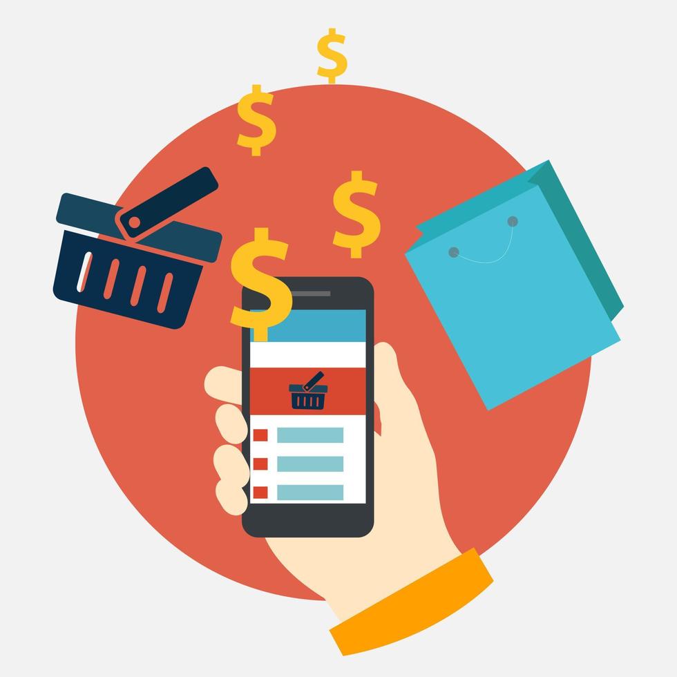 Collection of modern concepts of online shop, marketplace, dollar, shopping basket etc. Vector illustration eps10