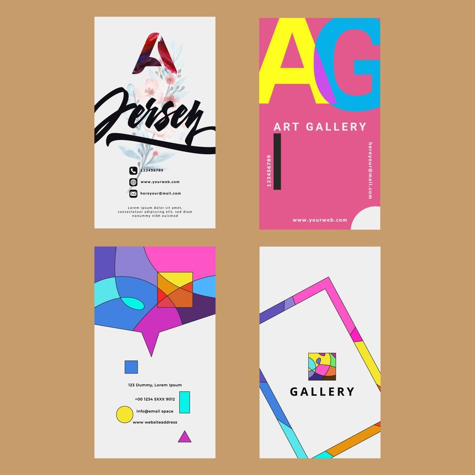 collection of vertical business card printing templates. Personalized business cards, book covers, flyers, magazines. various colors. Clean flat design. Vector illustration. Business card mockup