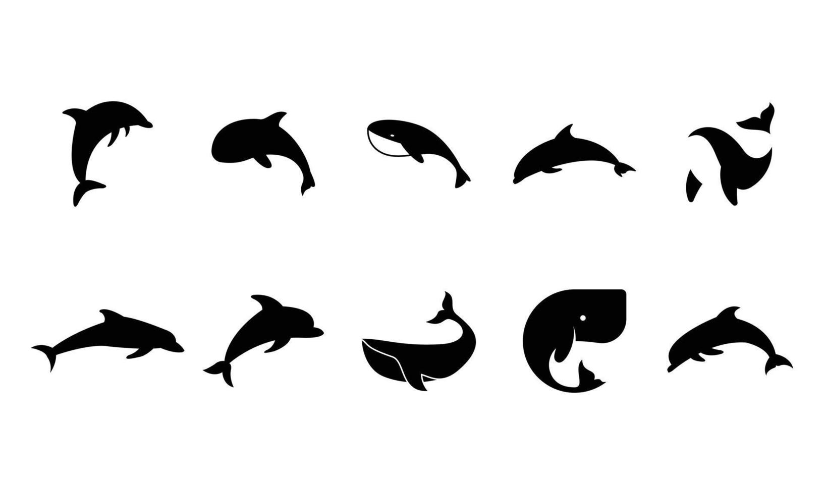 set of dolphin silhouette vector icon