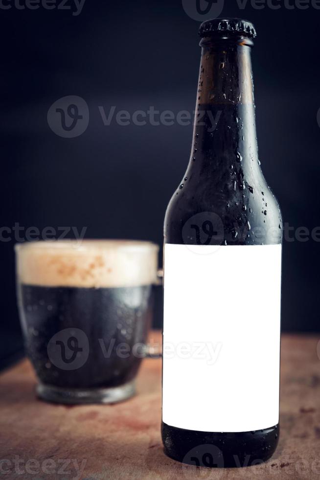 Beer bottle with blank label photo