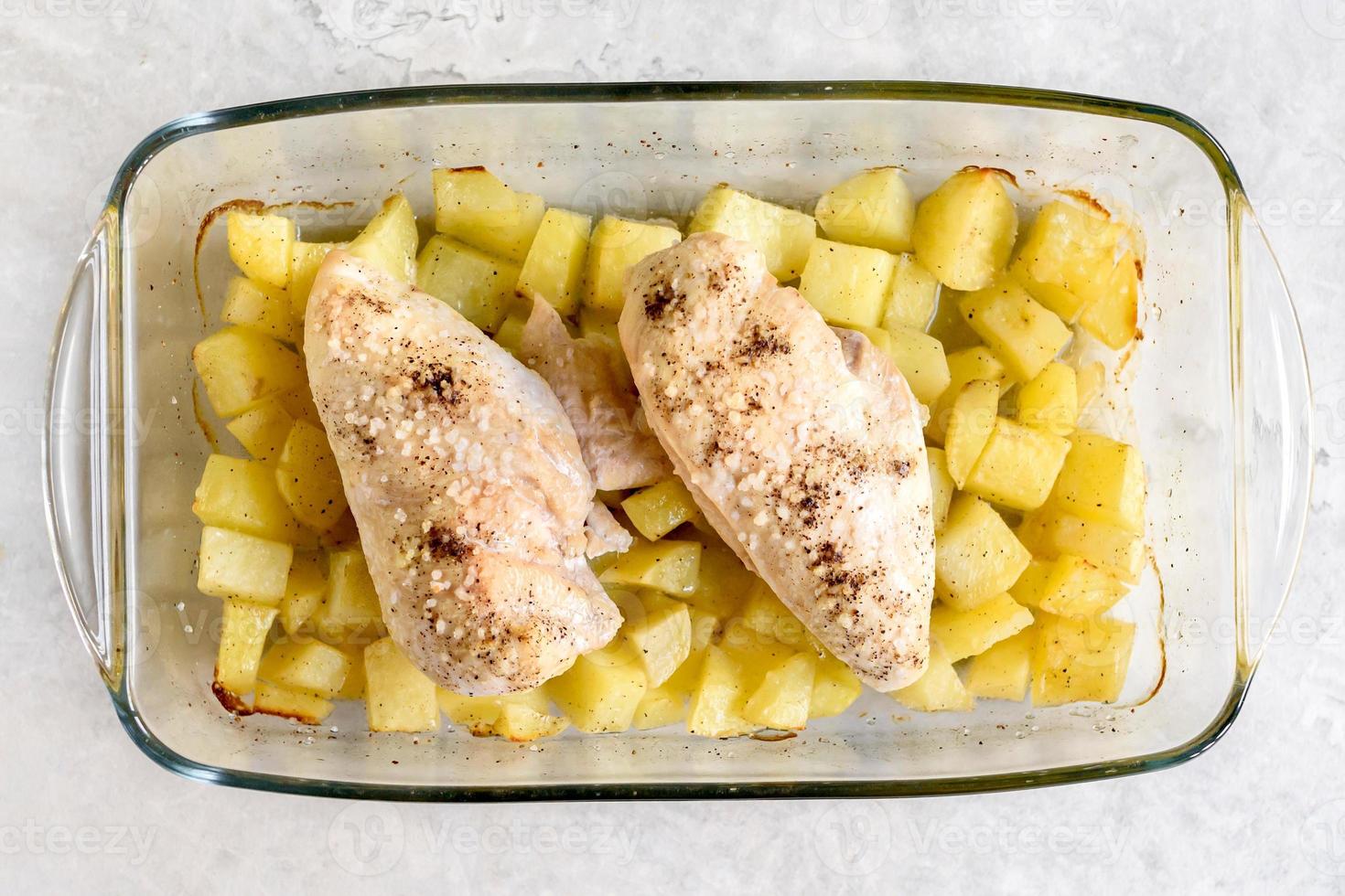 Baked chicken and potatoes 23096617 Stock Photo at Vecteezy