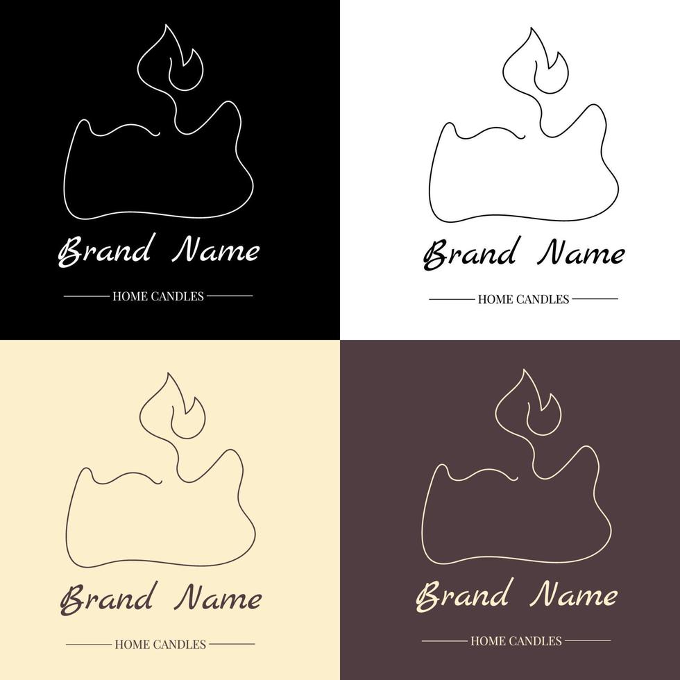 One line art candle logo set. vector